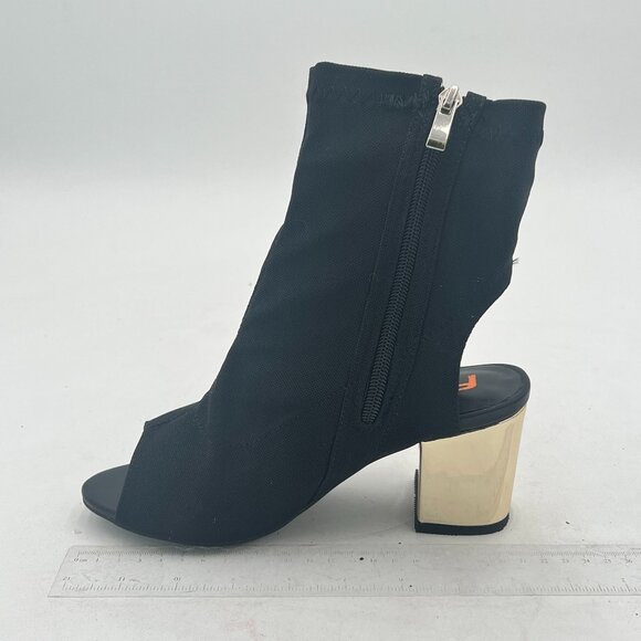 Black Dressy Peep Toe Side Zipper Chunky Heel Slingback Sandals Party Ankle Boot - Picture 1 of 6